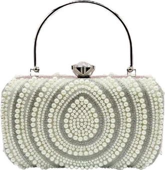 Generic Jewelled Pearl & Crystal Clutch Bag Silver