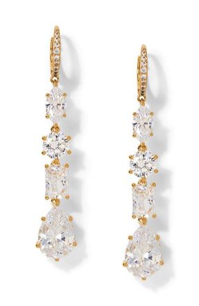 Nadri Beatrix Cubic Zirconia Linear Drop Earrings in Gold at Nordstrom