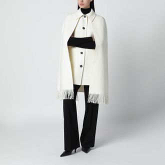 Toteme White cape jacket with fringes