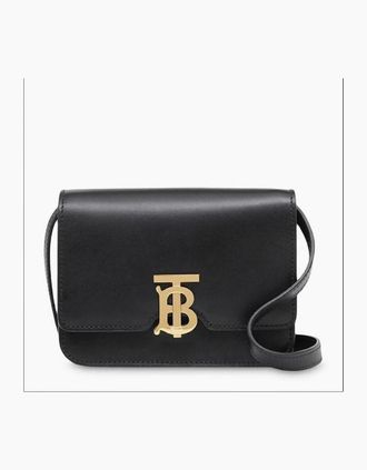 Burberry Womens Mini TB Leather Shoulder Bag - Black - Size: UNI