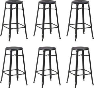 vidaXL Vidaxl - Taburetes De Cocina 6 Unidades Acero Negro