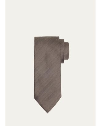 Ermenegildo Zegna Mens Wool and Silk Herringbone Tie