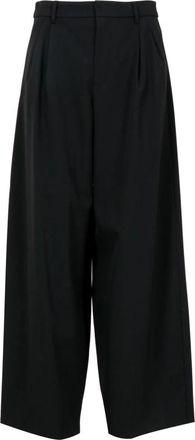 Max Mara Wide Broeken - Dames - Wijde Broeken - Zwart - M - Katoen - Broeken