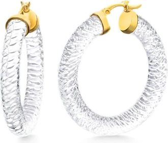 Gold & Honey Womens Cable Lucite Hoop Earrings In Clear