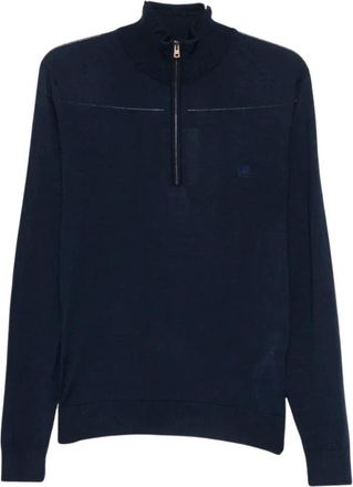 Etro B0324 Trui - Heren - Ronde hals truien - Blauw - S - Wol - Truien & Vesten