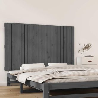 vidaXL Cabecero De Cama De Pared Madera Maciza Pino Gris 147x3x90 Cm Vidaxl