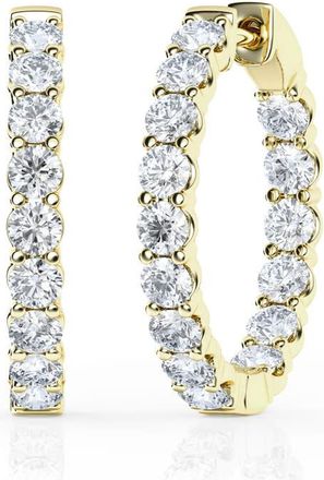 Grown Brilliance 3 Carat Round Lab Grown Inside Out Diamond Huggie Hoop Earrings