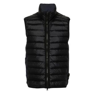 Stone Island Vests, male, Blue, Size: S Real Down Gilet Jacket