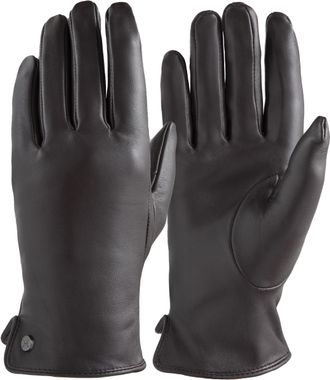 Pearlwood Lederhandschuhe PEARLWOOD PAM, Damen, Gr. 7.5, braun (schwarz braun), Schafsleder, unifarben, Handschuhe Lederhandschuhe, weiches Fleece-Innenfutter, 