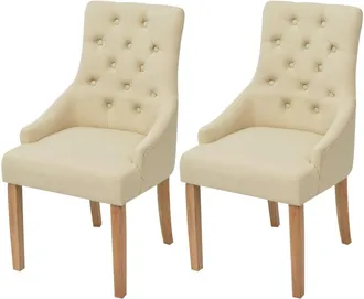 vidaXL Vidaxl - Sillas De Comedor 2 Unidades Tela Color Crema