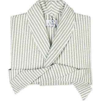 Matouk Matteo Stripe Robe in Palm at Nordstrom, Size X-Large