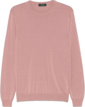 Zanone Cotton Crepe Crewneck Jumper - Heren - Ronde hals truien - Roze - XL - Katoen - Truien & Vesten