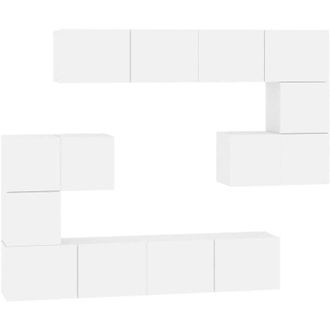 vidaXL Mueble De Pared Para Tv Madera Contrachapada Blanco Vidaxl