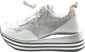Ex&eacute; Womens Lace Up Low Wedge Platform Fashion Sneaker In Silver