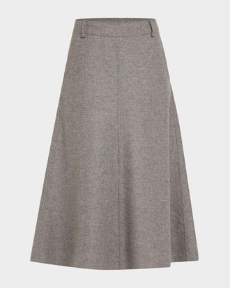 Brunello Cucinelli Cashmere and Wool A-Line Midi Skirt