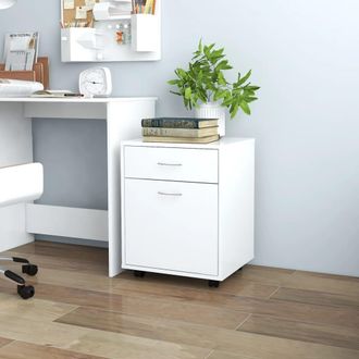 vidaXL Vidaxl - Armario Rodante De Madera Contrachapada Blanco 45x38x54 Cm