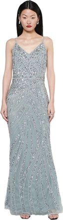 Beauut Occasion Embellished Sequin Beaded Strap Evening Dress in Misty Grey at Nordstrom, Size 12