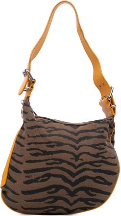 Fendi Pre-owned Womens Baguette Animal Print Shoulder Bag - Brown Textile - One Size