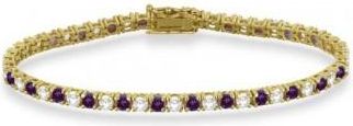 Allurez Alternating Diamond & Lab Alexandrite Eternity Tennis Bracelet 14K Yellow Gold (8.37ct)