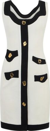 Moschino Elegant Jurk - Dames - Korte kleedjes - Wit - 2XL - Wol - Kleedjes