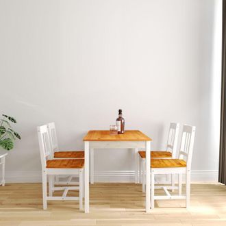 Elegant Lighting Elegant - Solid Wooden Dining Table and 4 Chairs Set, Dining Kitchen Furniture - Honey, Natural Pine