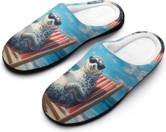 Generic Seal Funny Beach Mens Slippers Memory Foam Winter Warm Sandals Slip On House Shoes Size 7-14