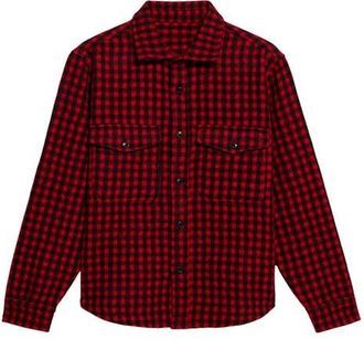 Fortela Anker Wool Check Shirt with Pockets in Red at Nordstrom, Size X-Large