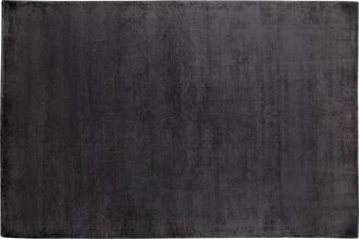 Beliani Alfombra De Viscosa Gris Oscuro 160 X 230 Cm Pelo Corto Sala De Estar Gesi Ii