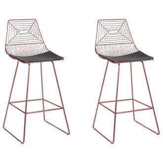 Beliani Beliani - Conjunto De 2 Sillas De Metal Rosa Dorado Negro Asiento Piel Sint&eacute;tica Bisbee