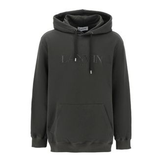 Lanvin Hoodies, male, Green, Size: L Curb Embroidered Hoodie