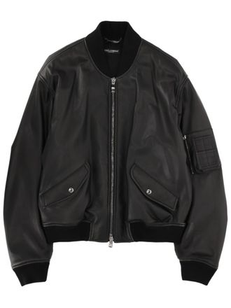 Dolce & Gabbana Black Solid Mock Collar Jacket