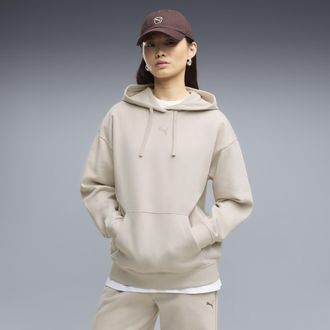 Puma Felpa con cappuccio in pile Essentials dal taglio morbido da donna, Abbigliamento, Beige, XL