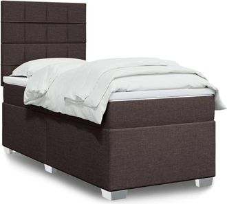 vidaXL Vidaxl - Cama Box Spring Con Colch&oacute;n Tela Marr&oacute;n Oscuro 90x200 Cm