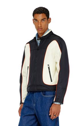 Diesel Colour-block biker jacket with piping - Jackets - Man - Multicolor