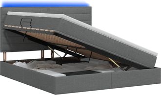 vidaXL Cama De Almacenamiento Led Con Colch&oacute;n Gris Oscuro 140 X 200 Cm Vidaxl
