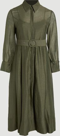 Karen Millen Womens Plus Size Organdie Woven Midi Shirt Dress - Khaki Lyocell - Size 18 UK
