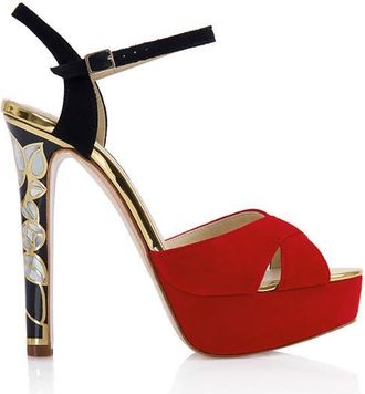 Freya Rose Rose in Bloom Rouge Ankle Strap Pearl Heel Sandal in Red at Nordstrom, Size 40