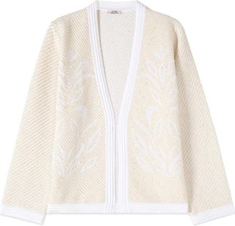 Oltre Cardigan met mat effect en micro pailletten - Dames - Vesten - Wit - M - Pailletten - Truien & Vesten