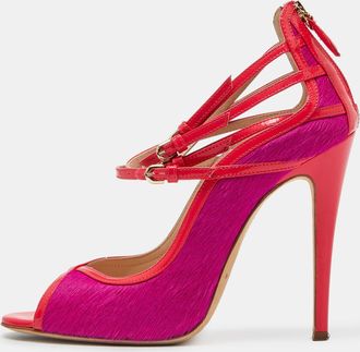 Brian Atwood Pink Calf Hair And Patent Leather Stellah Pumps