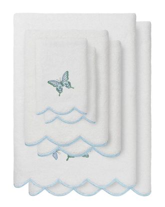 Linum Home Textiles 100% Turkish Cotton Britney Scallop 6Pc Embellished Towel Set