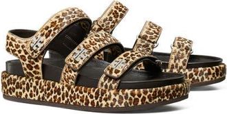 Tory Burch Kira Slingback Platform Sport Sandal in Leopard Print Calf Hair/silver at Nordstrom, Size 10.5