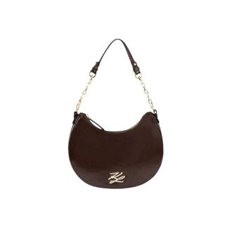 Karl Lagerfeld Tassen, Dames, Bruin, ONE Size, Leer, K/Autograph Glossy Moon Schoudertas