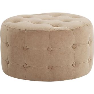 Beliani Beliani - Puf de terciopelo beige arena 55 x 30 cm otomana reposapiés mullido botón glamour sala de estar
