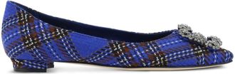Manolo Blahnik Hangisi ballerina shoes - women - Calf Leather/Virgin Wool/Kid Leather - 36 1/2 - Blue