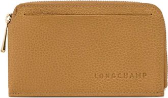 Longchamp Portacarte Le Foulonné con zip - Marrone