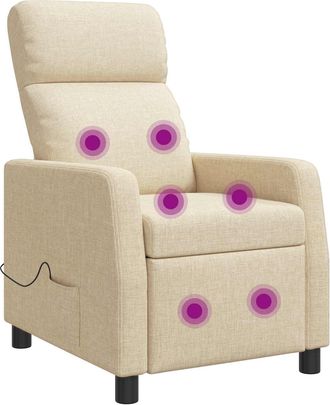 vidaXL Silla De Masajes Reclinable Crema Tela Vidaxl