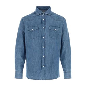 Brunello Cucinelli Camicia in Denim Leggera Easy Fit - - Shirts - Uomo - Blu - L