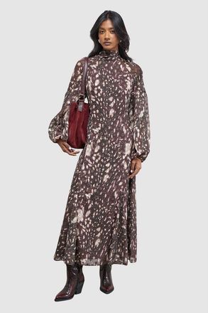 Warehouse Paisley Burnout Spot Godet Midi Dress in Floral at Nordstrom, Size 4
