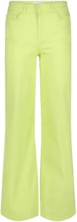 Fab By Fabienne Chapot Thea Wide Leg Broek - Dames - Wijde Broeken - Groen - W26 - Katoen - Broeken