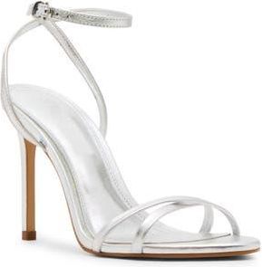 Steve Madden Ankle Strap Stiletto Sandal in Silver Leather at Nordstrom Rack, Size 7.5